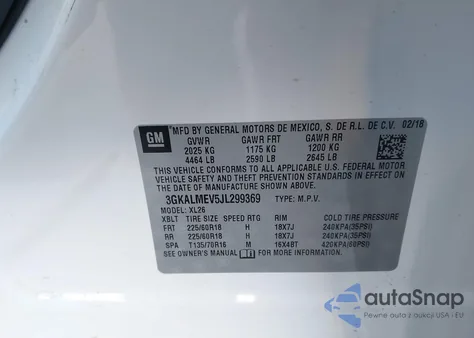 2018 GMC Terrain Sle из США, поврежденный, VIN 3GKALMEV5JL299369